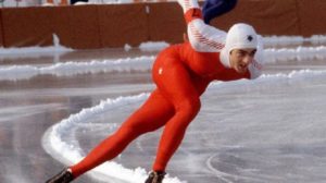 Canada's Gaetan Boucher participates in a speed skating event at the 1984 Winter Olympics in Sarajevo. (CP PHOTO/COC/O. Bierwagon) Gaétan Boucher du Canada participe au patinage de vitesse longue piste aux Jeux olympiques d'hiver de Sarajevo de 1984. (Photo PC/AOC)